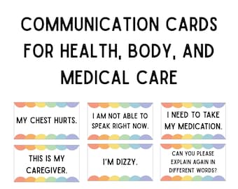 Rainbow Printable Communication Cards for Health, Body, and Medical Care Advocacy