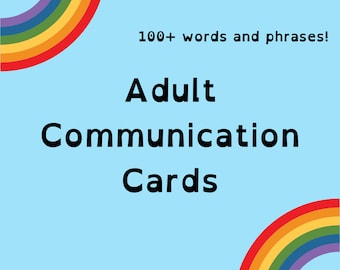 Printable Rainbow Basic Communcation Cards for Adults