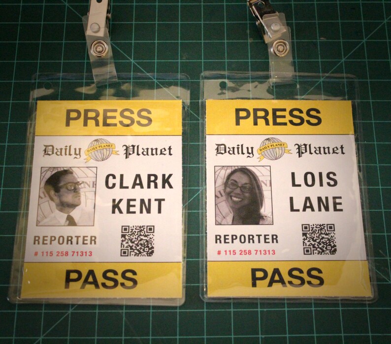 Clark Kent, Lois Lane, Peter Parker or April O'Neil press pass for costume