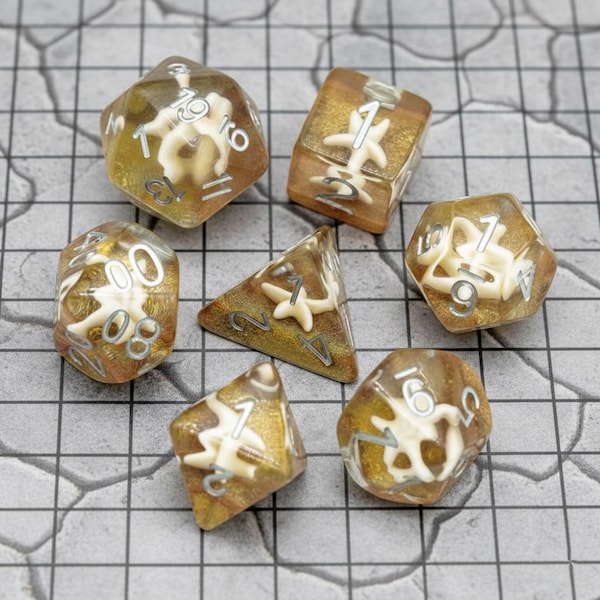 Set di dadi in resina Star of the Deep Starfish per Dungeons & Dragons DND RPG TTRPG (7 pezzi)
