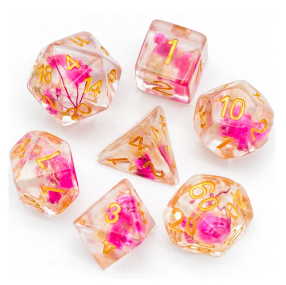 Rose Flower Polyhedral Dice Set for Dungeons & Dragons