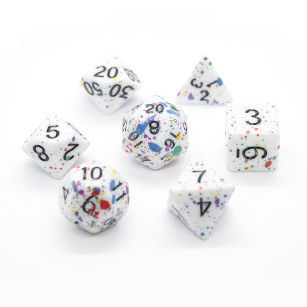 Color-Splattered Polyhedral Dice Set for DND Dungeons & Dragons