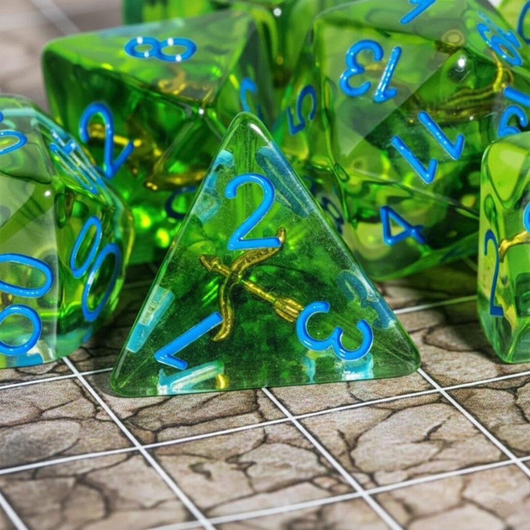 Ranger Bow Arrow Resin Dice Set for Dungeons & Dragons DND RPG TTRPG (7 ...