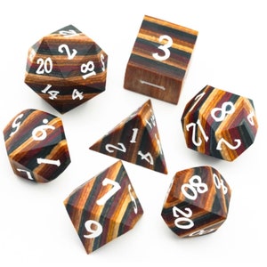 Colored Wood Polyhedral Dice Set for Dungeons & Dragons DND