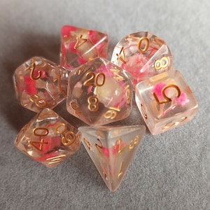 Rose Flower Polyhedral Dice Set for Dungeons & Dragons DND