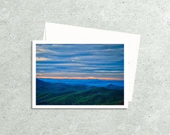 Photo Art Blank Note Cards Handmade, Blue Ridge Mountains Parkway, Nature Note Cards with Envelopes, Sunrise Photography