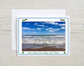 Ocean Waves Photo Art Tarjetas de felicitación navideñas hechas a mano con sobres, tarjetas de felicitación de playa, tarjetas navideñas, regalos de anfitriona, tarjetas 5x7