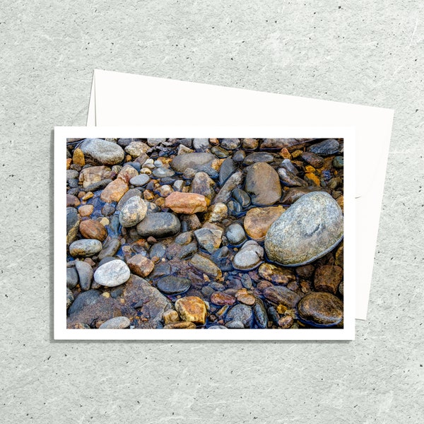 River Rock Art Photo Note Cards, Blank Greeting Cards Handmade with Envelopes, Blue Ridge Mountains, Stone Picture Card, Nature Photography