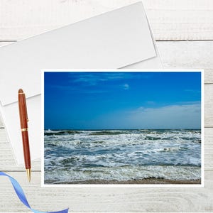 Coastal Photography Greeting Card: Ocean Waves Art - 5x7 Blank Notecard, Tropical Invitation Note Card with Envelope