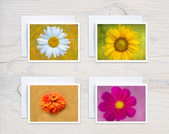 Tarjetas de notas de fotografía de flores de la naturaleza, tarjetas de felicitación fotográficas en blanco, conjunto de 4 tarjetas variadas con sobres, tarjetas de flores silvestres de Carolina del Norte