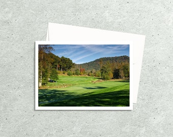 Golf Photography Handmade Photo Cards with Envelopes, Flat Note Card, All Occasion Cards, Golf Invitation, Blue Ridge Mountains, Host Gift