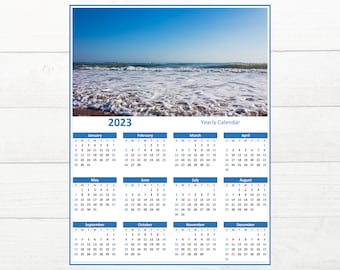 Ocean Art, Calendar 2023 Digital Download, 2023 Yearly Calendar, Digital Download Art, Calendar Photo 2023, Printable Calendar