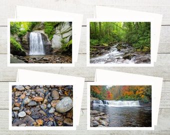 Blue Ridge Mountains Photo Greeting Note Cards Set, North Carolina Assorted Cards Set of 4, Includes Envelopes, Hosting Gifts!