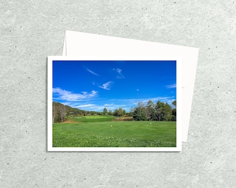 Tarjetas de notas de arte fotográfico de camiseta de golf hechas a mano, tarjetas de felicitación plegadas en blanco con sobres, montañas Blue Ridge, tarjetas para todas las ocasiones, regalos de golf