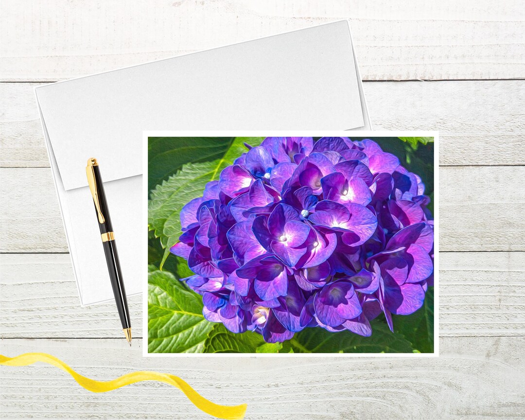 Purple Hydrangea Simple Handmade Greeting Card, Hydrangea Flower Photo ...