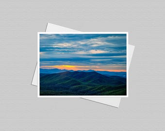 Blue Ridge Mountains Greeting Card – Blank Nature Note Card – Handmade Photo Card -  Sunrise Fine Art Print