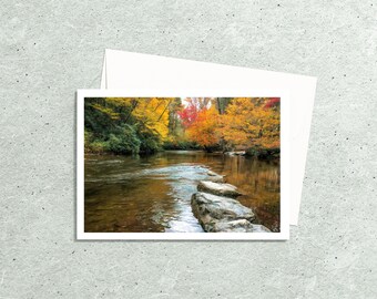 Tarjetas fotográficas de río, tarjetas de notas hechas a mano con sobres, fotografía de otoño, fotos de bellas artes de Carolina del Norte, tarjetas para todas las ocasiones, regalos para anfitriones