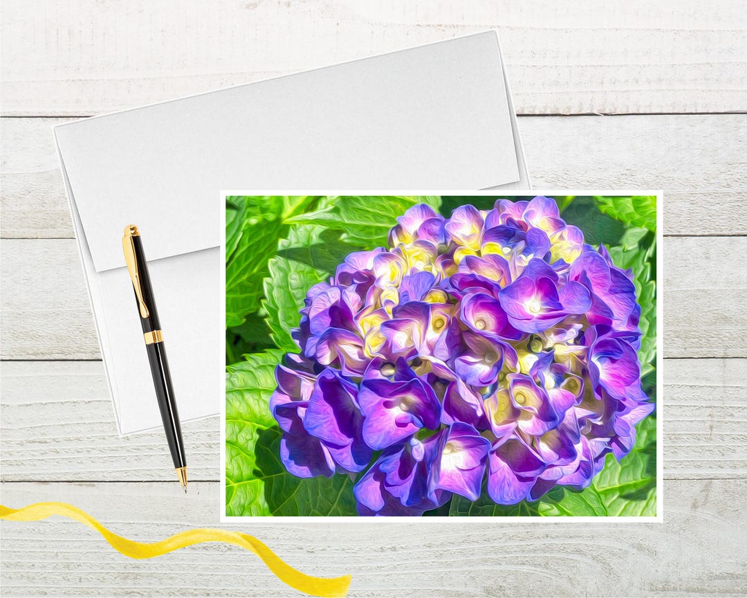 Hydrangea Handmade Note Cards, Photo to Painting Floral Art Notecards ...