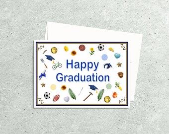 Tarjetas de graduación, Tarjetas simples - con sobres, Día de graduación hecho a mano, Feliz día de graduación, Tarjeta de hijo, Tarjeta moderna, Tarjetas de anfitrión