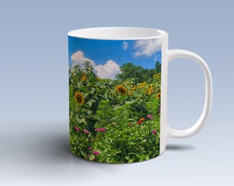 Taza de arte del jardín de flores silvestres, taza de flores, taza de la naturaleza, flores silvestres nativas de Carolina del Norte, taza de café de amigos, regalo amante de la naturaleza, taza personalizada