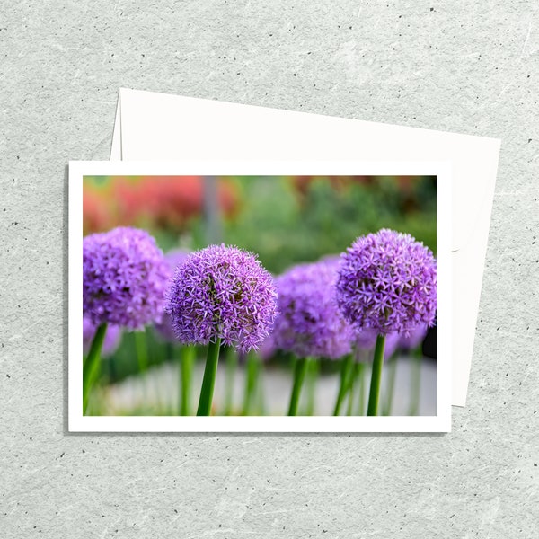 Purple Flowers Photo Blank 5x7 Greeting Cards Handmade, Photography Nature Note Cards with Envelopes, Botanical Art, Thoughtful Gifts