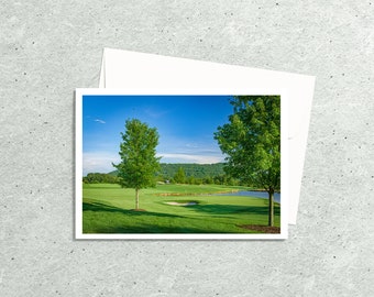 Golf Photo Art Picture Card, Blank Photo Notecards, Blank Greeting Cards, Blue Ridge Mountains Photography Cards with Envelopes, Golf Gifts