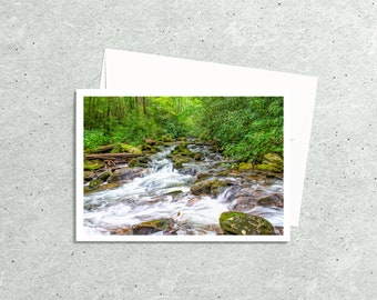 Tarjetas de notas fotográficas de paisaje de montaña Fotografía de río Tarjetas de felicitación de naturaleza hechas a mano con sobres, fotografía de los Apalaches de bellas artes