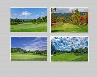 Golf Postcard Set of 4 – Blue Ridge Mountains Golf Course Photography Postcards – Golfer Gift, Scenic Landscape Blank Cards