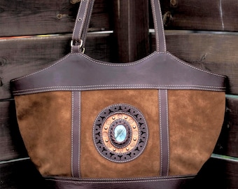 Leather Bag - Shoulder Bag -Crossbody ||Labradorite|| Genuine Leather  - Exclusive Designs with all Magic of Gemstones |www.siboyanke.com|