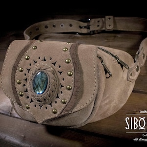 BUMBAG with LABRADORITE - Waist Bag - Festival Belt - Leather Utility Belt |HANDMADE| by Sibo Yanke. www.siboyanke.com