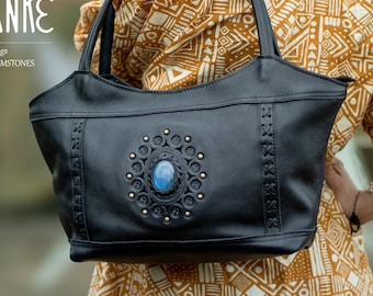 Shoulder Bag -Leather Bag -HandBag -Purse ||Labradorite|| Genuine Leather-Exclusive Designs with all Magic of Gemstones |www.siboyanke.com|