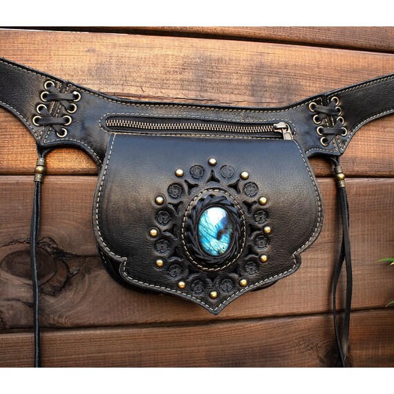 Leather Utility Belt -festival Belt -hip Bag With 