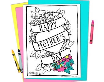 Coloring Page For Mom, Mother's Day, Printable, Mothers Day Coloring Book Pages, Activity, Adult Coloring, Coffee, Macaron Illustration