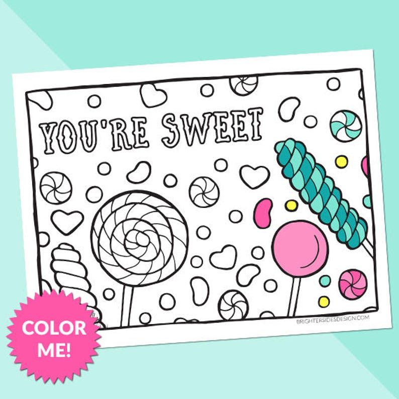 Candy Printable Coloring Page, Adult Coloring, Coloring For Kids, For Him, For Her, Illustration, Instant Download image 3