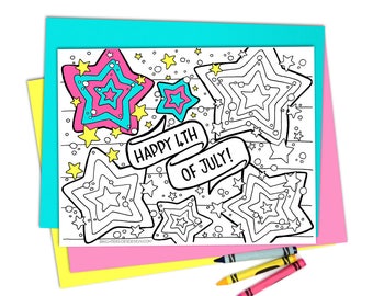 4th of July Coloring Pages, Printable, Adult Coloring, Kids Coloring, Independence Day, Digital Download