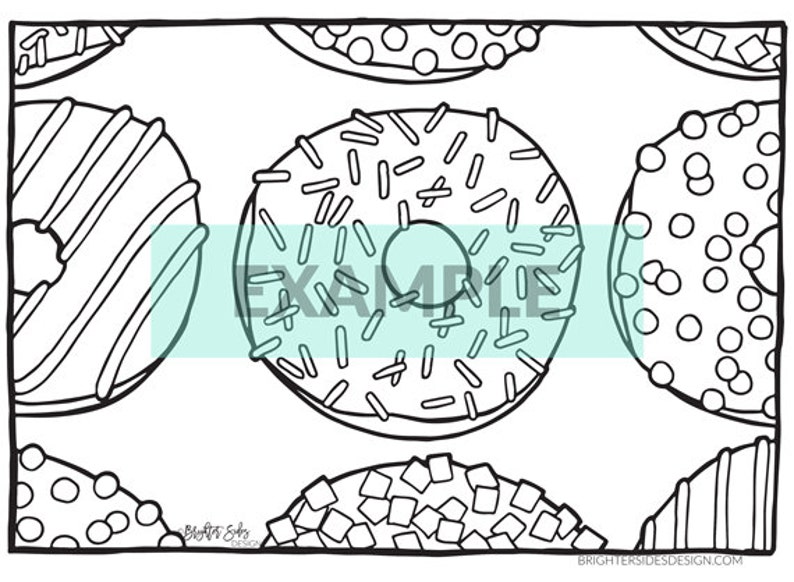 Printable Coloring Pages, Pizza, Donut Party, Adult Coloring, Kids Coloring, Ice Cream, Instant Download, Digital Download image 3