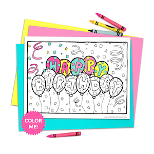 Printable Kids Birthday Coloring Page Happy Birthday Balloons Coloring Page