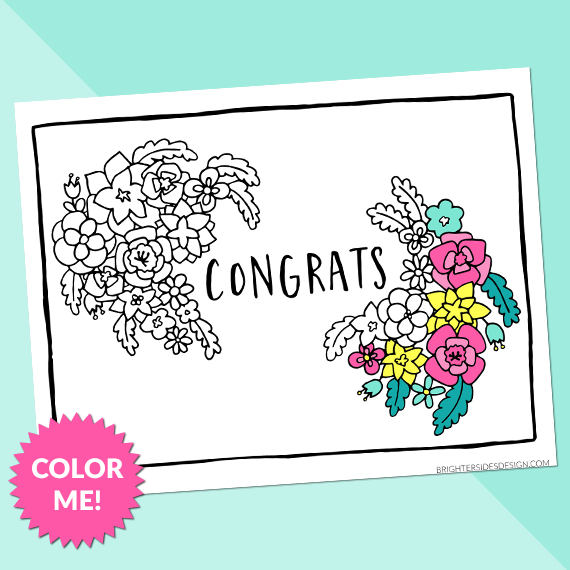 Floral Coloring Page Congratulations a Coloring Page for Adults ...