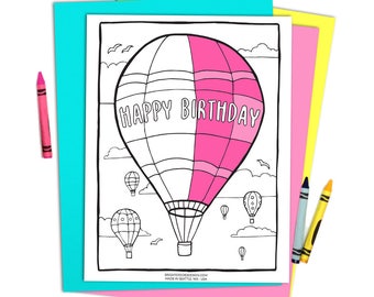 Kids Party Activities, Printable Birthday Coloring Page, Colouring Pages, Birthday Party Instant Download, Adult Coloring Book Page