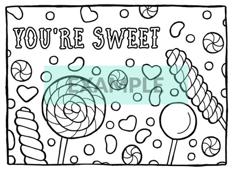 Candy Printable Coloring Page, Adult Coloring, Coloring For Kids, For Him, For Her, Illustration, Instant Download image 2