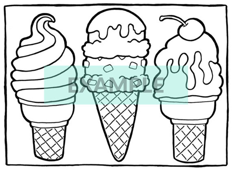 Printable Coloring Pages, Pizza, Donut Party, Adult Coloring, Kids Coloring, Ice Cream, Instant Download, Digital Download image 4