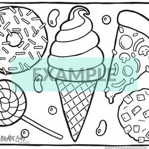 Printable Coloring Pages, Pizza, Donut Party, Adult Coloring, Kids Coloring, Ice Cream, Instant Download, Digital Download image 2