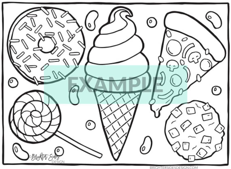 Printable Coloring Pages, Pizza, Donut Party, Adult Coloring, Kids Coloring, Ice Cream, Instant Download, Digital Download image 2