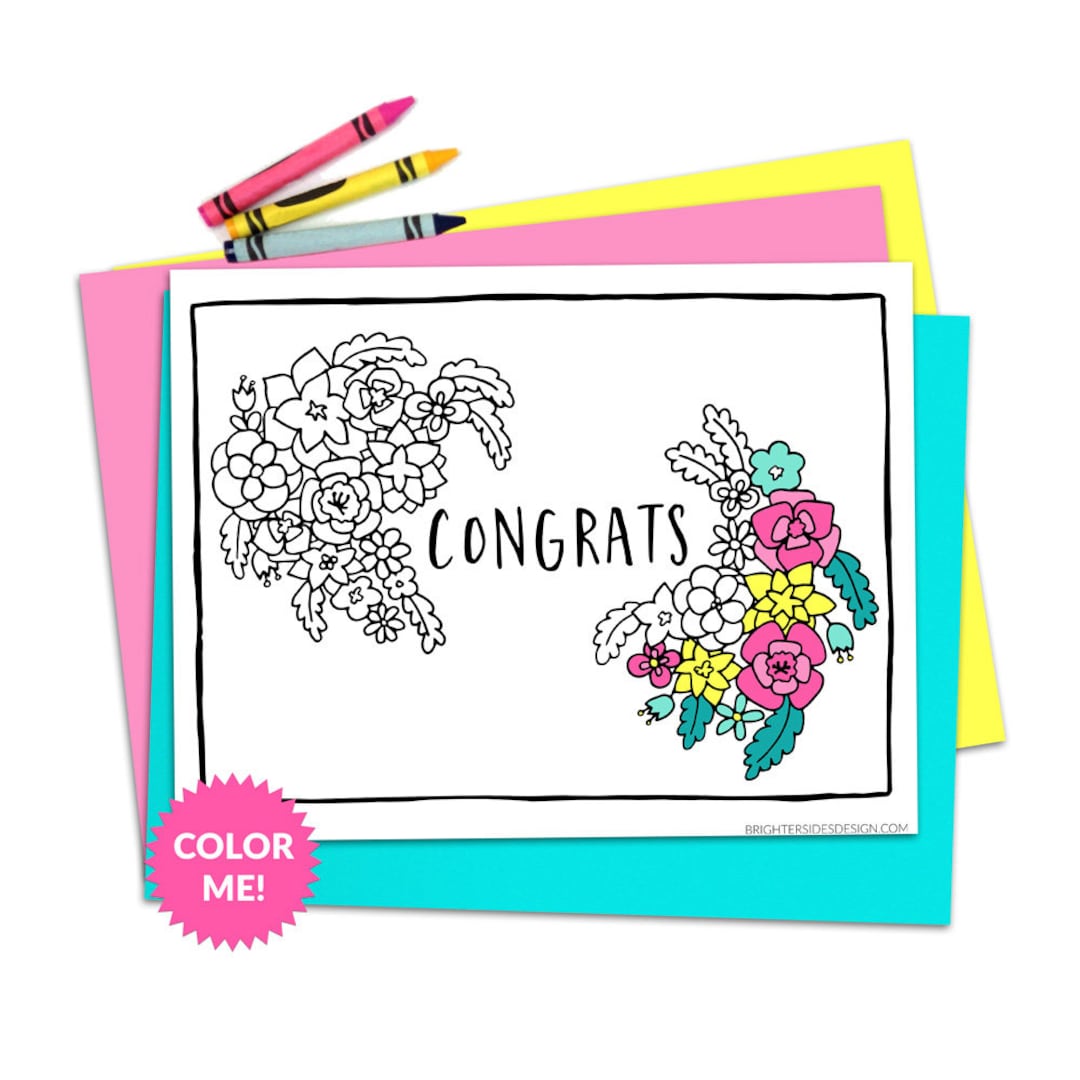 Floral Coloring Page Congratulations a Coloring Page for Adults ...