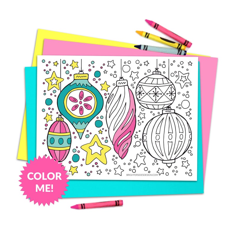 Christmas Coloring Page Ornaments Printable Adult Coloring Etsy