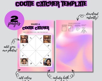 Y2K Cootie Catcher Template, Fortune Teller Game (Canva Template)