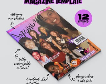 Plantilla de revista de cumpleaños Y2K, detalle personalizable para fiestas de los 2000 (descarga digital en Canva)