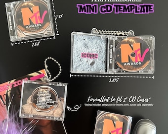 Plantilla de llavero con mini caja de CD Y2K, instrucciones NFC (plantilla de lienzo)