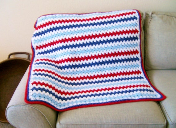 Crochet Baby Afghan Red White Blue Blanket Patriotic Baby Blanket Etsy Canada