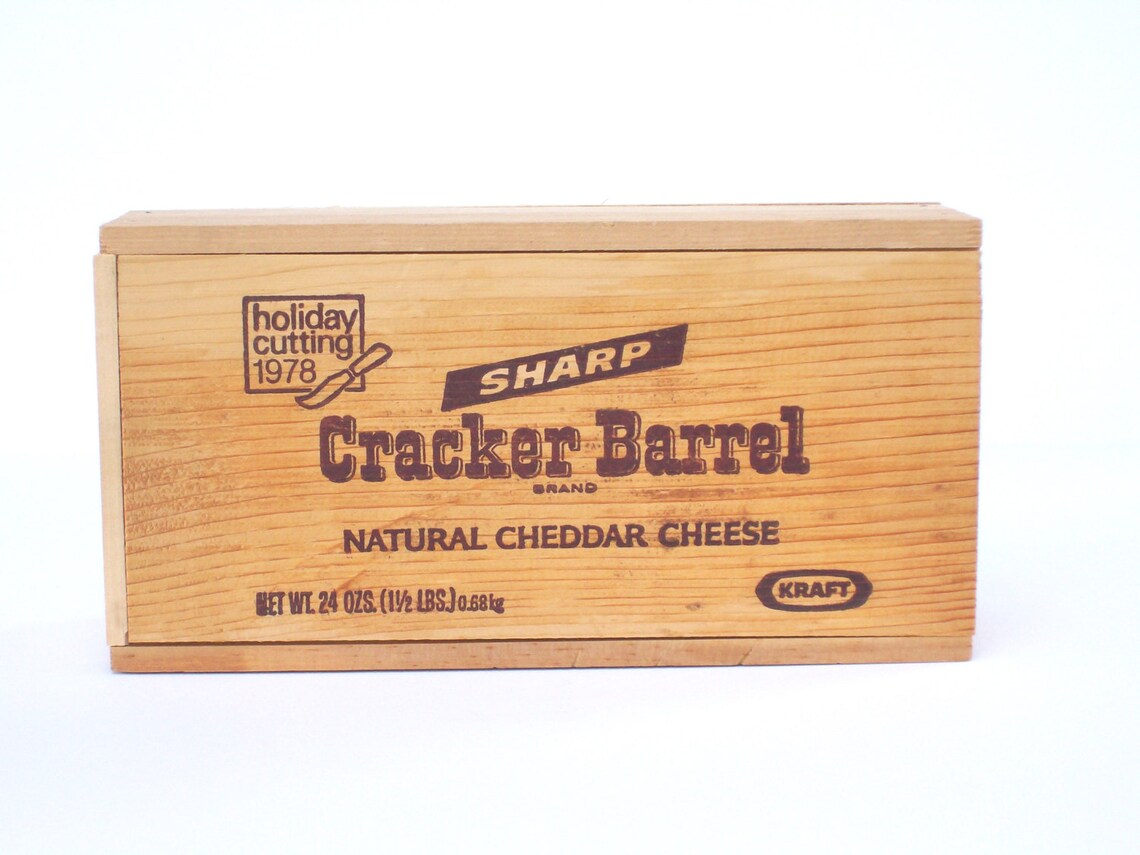 Vintage Wooden Cheese Box Kraft Cracker Barrel Cheese 1978 Etsy